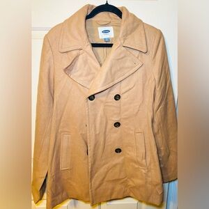 Old Navy Camel Tan Peacoat Size Wool Blend Double Breasted Lined Coat Women’s, M